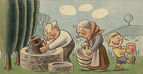Sekorova ilustrace ke knize Pohádka o stromech a větru (zdroj Moravském zemském muzeu)