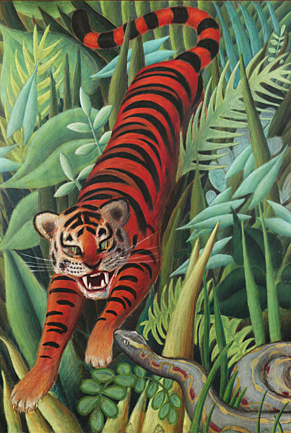 Sekorův pastel volná tvorba Tygr&Had (zdroj Moravské zemské muzeum, foto Jan Cága)