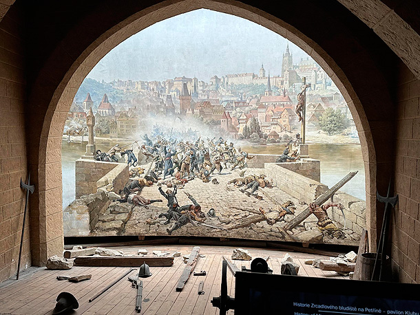 Zrcadlové bludiště na Petříně, Švédové na Karlově mostě 1648, vycházka 26. 5. (zdroj: Mapy.com, foto Michal P.)